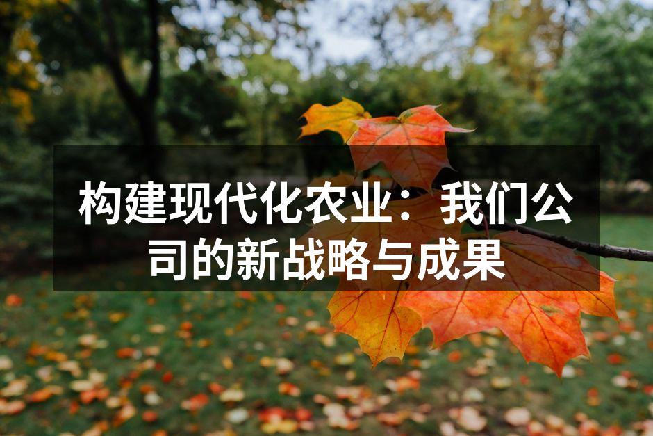 构建现代化农业：我们公司的新战略与成果